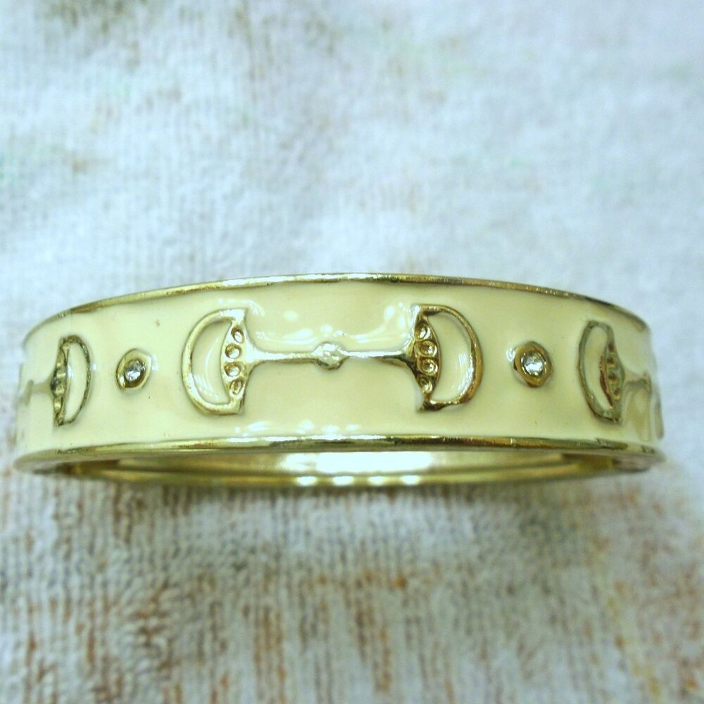NEW LUXURY Y2K VINTAGE BANGLE GOLD TONE EQUESTRIAN BIT RHINESTONE BRACELET